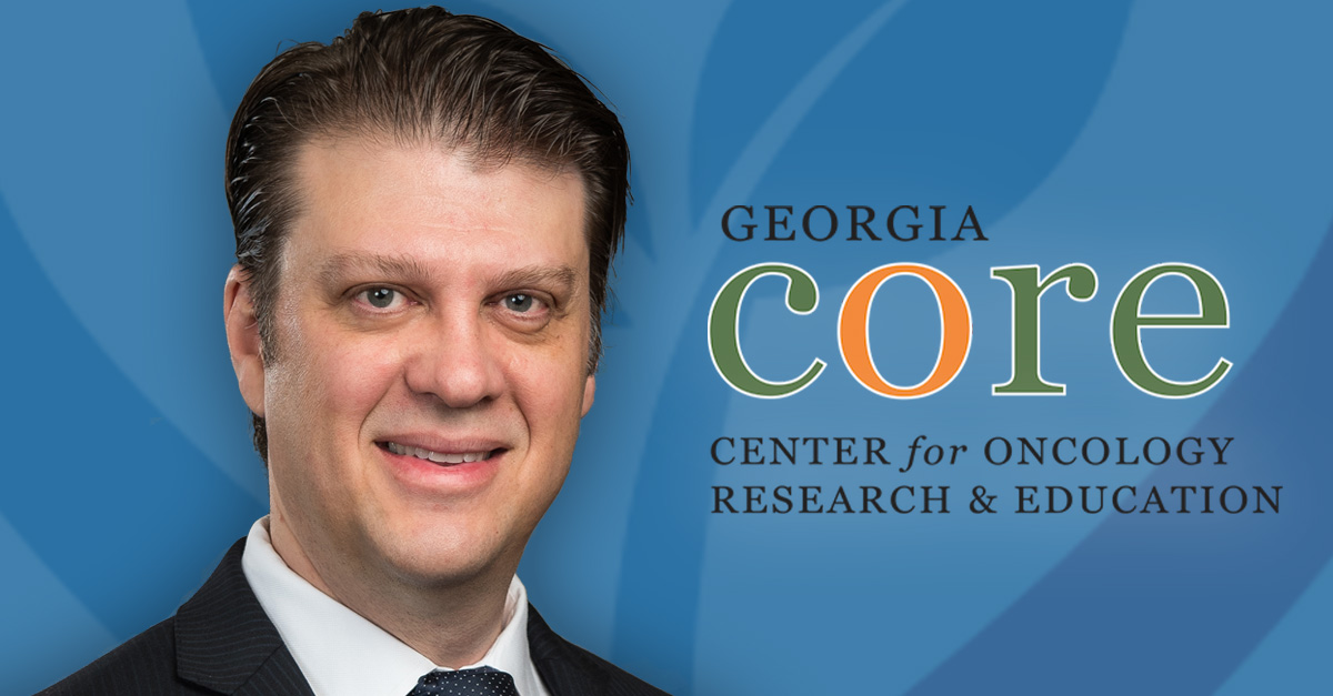 Dr. Petros George Nikolinakos headshot with the Georgia Core (Cener for Oncology Research & Education) logo.